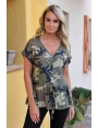 BLOUSE FEMME FLUIDE VISCOSE IMPRIME CAMOUFLAGE ET LUREX OFFICIER