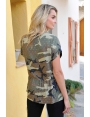 BLOUSE FEMME FLUIDE VISCOSE IMPRIME CAMOUFLAGE ET LUREX OFFICIER