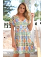 ROBE AMPLE CHIC MOTIFS ITALIENS COLORÉ CAPRI