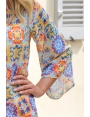 BLOUSE CHIC VOILE FLUIDE MOTIFS ITALIENS BLEU D'AZUR FLORENCE