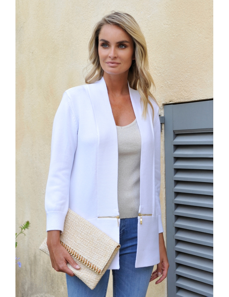 gilet long femme blanc