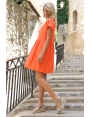 ROBE AMPLE CREPON VISCOSE CORAIL CARWEN