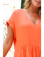 ROBE AMPLE CREPON VISCOSE CORAIL CARWEN