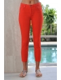 JEANS 7/8 TAILLE HAUTE COTON STRETCH ROUGE DAHLIA