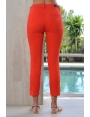 JEANS 7/8 TAILLE HAUTE COTON STRETCH ROUGE DAHLIA