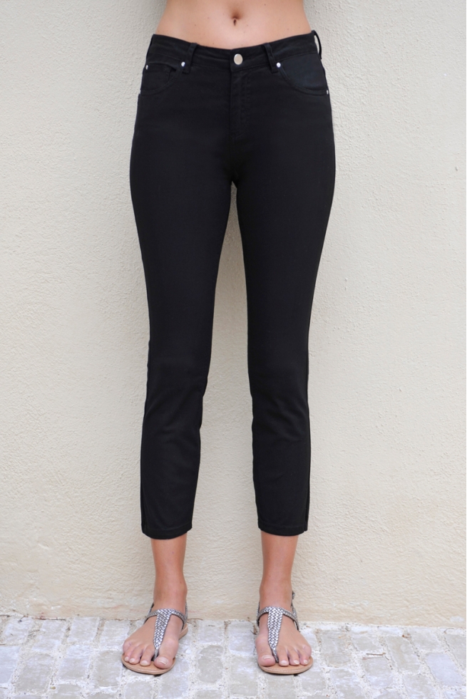 JEANS NOIR 7/8 TAILLE HAUTE COTON STRETCH DAHLIA