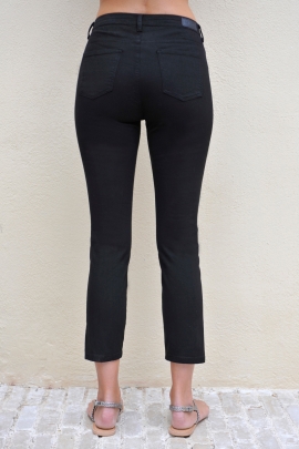 JEANS NOIR 7/8 TAILLE HAUTE COTON STRETCH DAHLIA