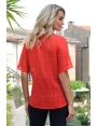 BLOUSE CHEMISE CHIC A NOUER VOILE DEVORE ROUGE ELANA