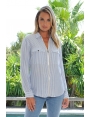 CHEMISE CHIC FLUIDE VISCOSE RAYURES ZIP OR GARRISON
