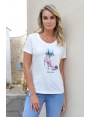 TSHIRT BLANC CHIC MOTIF ESCARPIN STRASS STILETTO