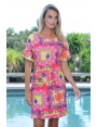 ROBE DROITE CHIC FLUIDE JERSEY FUCHSIA MOTIF TIGRE DANY