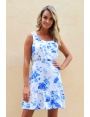 ROBE CHIC VOLANTÉE MOTIF FLEURI BLEU CORFOU