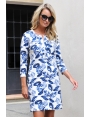 ROBE DROITE MILANO LEGER IMPRIME TROPICAL BLEU PANAMA