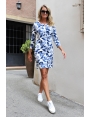 ROBE DROITE MILANO LEGER IMPRIME TROPICAL BLEU PANAMA