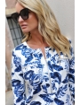 ROBE DROITE MILANO LEGER IMPRIME TROPICAL BLEU PANAMA