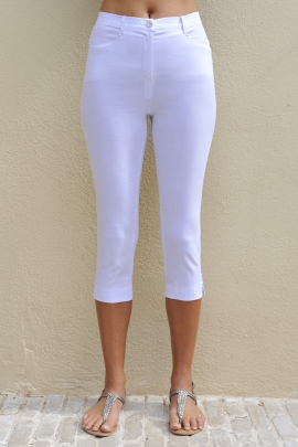PANTACOURT BLANC POPELINE STRETCH TAILLE HAUTE DENVER