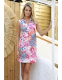 ROBE CASUAL JERSEY IMPRIMÉ TIE AND DYE ROSE COL CHEMISE ZIPPÉ NASSAU