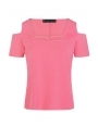 TEESHIRT JERSEY UNI ROSE COL CARRE ANNEAU PRATO