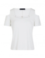 TSHIRT CREPE BLANC COUPE CONFORT COL CARRE PRATO