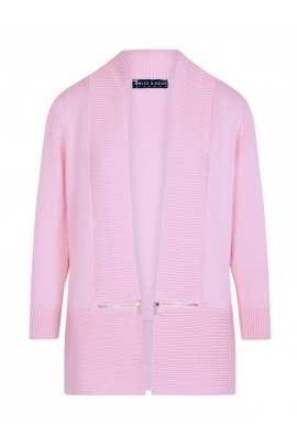 GILET DROIT ROSE MANCHE LONGUE ZIP DORÉ BERNETTA