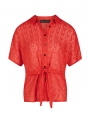 BLOUSE CHEMISE CHIC A NOUER VOILE DEVORE ROUGE ELANA