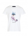 TSHIRT BLANC CHIC MOTIF ESCARPIN STRASS STILETTO