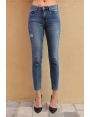 Jeans slim délavé taille haute femme