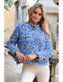 Pull femme chaud col montant bleu pastel motif léopard Ada BLEU D'AZUR