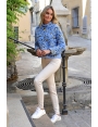 Pull chaud doux bleu pastel motif léopard kaki lurex Ada