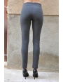 Pantalon confort milano gris anthracite bande cuir Cheryl BLEU D'AZUR