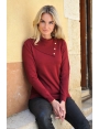 Pull chic bordeaux femme maille douce col enveloppe Dasia BLEU D'AZUR