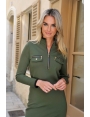Robe milano kaki manche longue style militaire femme Katz BLEU D'AZUR