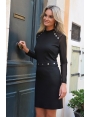 Robe chic milano noir manches résille rivets dorés Lyra BLEU D'AZUR