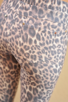 Pantalon femme slim léopard taille haute legging Polly BLEU D'AZUR