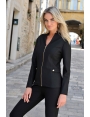 Blazer femme jersey épais noir style officier accessoires dorés Zeta BLEU D'AZUR