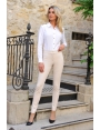 Pantalon femme BLEU D'AZUR milano extensible beige vanille