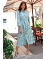 ROBE CHEMISE LONGUE BLANC VERT ROMANTIQUE CABOURG BLEU D'AZUR