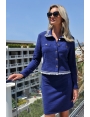 VESTE FRANGES CHIC COTON BLEU MARINE AZURENNE BLEU D'AZUR