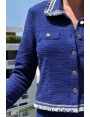 VESTE FRANGES CHIC COTON BLEU MARINE AZURENNE BLEU D'AZUR