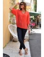 BLOUSE ÉTÉ OVERSIZE VOILE ROUGE CARNOT BLEU D'AZUR