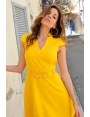 ROBE ÉTÉ CHIC COCKTAIL JAUNE SOLEIL CROISETTE BLEU D'AZUR