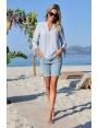 BLOUSE ÉTÉ CHIC DÉCONTRACTÉ VOILE VISCOSE RAYURES BLEU ELLA BLEU D'AZUR