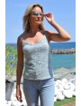 TOP DÉBARDEUR ÉTÉ FEMME MAILLE CHIC BLEU VERT ARGENT ELSA BLEU D'AZUR