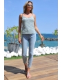 TOP DÉBARDEUR ÉTÉ FEMME MAILLE CHIC BLEU VERT ARGENT ELSA BLEU D'AZUR