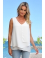 TOP HABILLÉ FEMME VOILE FLUIDE BLANC PRADO BLEU D'AZUR