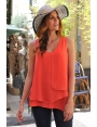 TOP ÉTÉ HABILLÉ FEMME VOILE FLUIDE CHIC ROUGE PRADO BLEU D'AZUR