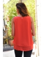 TOP ÉTÉ HABILLÉ FEMME VOILE FLUIDE CHIC ROUGE PRADO BLEU D'AZUR