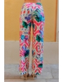 PANTALON ÉTÉ FEMME FLEURS HAWAI CHIC FLEURI NAPALI BLEU D'AZUR