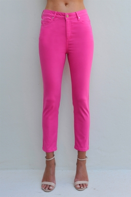 JEANS 7/8 RUSSELL FUCHSIA CHIC FLASH ÉTÉ CANNES BLEU D'AZUR