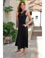 ROBE LONGUE CHIC JERSEY NOIR LOKA BLEU D'AZUR